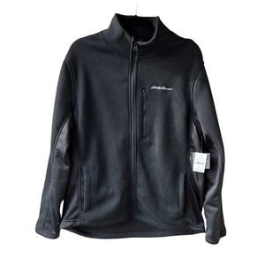NEW Eddie Bauer Men's Full Zip Jacket Fleece Lined in Black Size L